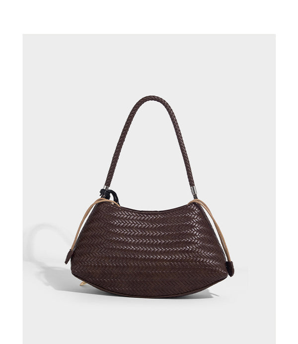 Woven leather-look hobo shoulder bag with braided strap and silver-tone hardware, detail view 18