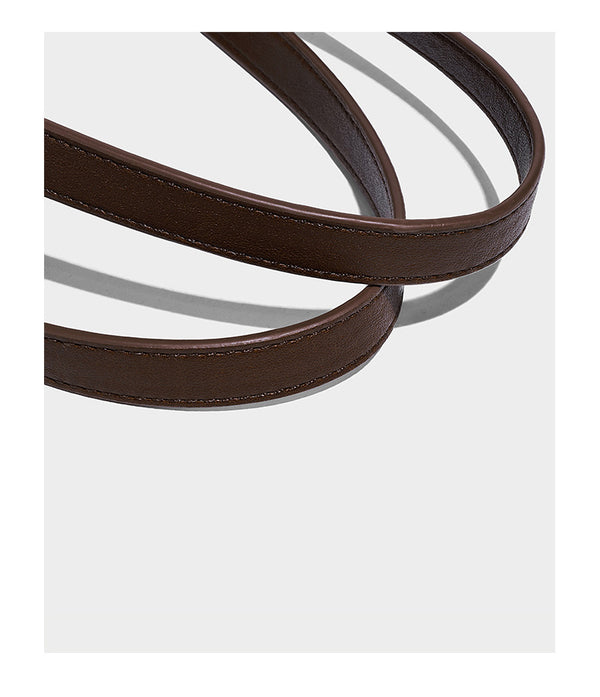 Structured suede-look shopper tote with wraparound belt strap and gold turn-lock clasp, long dark brown shoulder handles