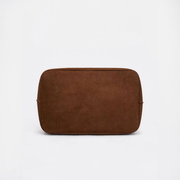 Large matte suede-look kiss-lock frame handbag with gold-tone hardware and detachable shoulder strap, detail view 16