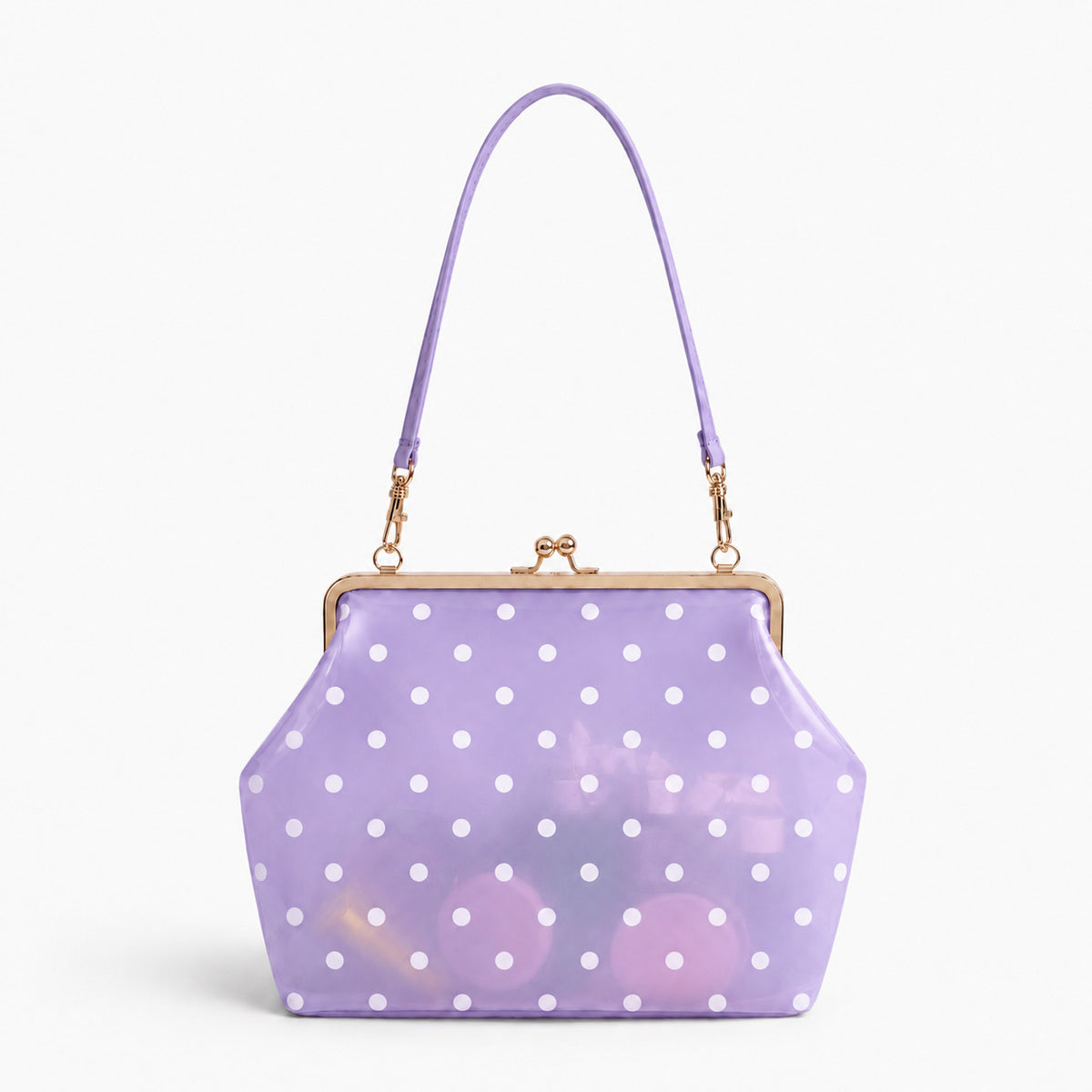 Structured translucent pastel frame-clasp shoulder bag with gold-tone hinged ball clasp and slim top handle, detail view 24