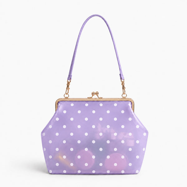 Structured translucent pastel frame-clasp shoulder bag with gold-tone hinged ball clasp and slim top handle, detail view 24
