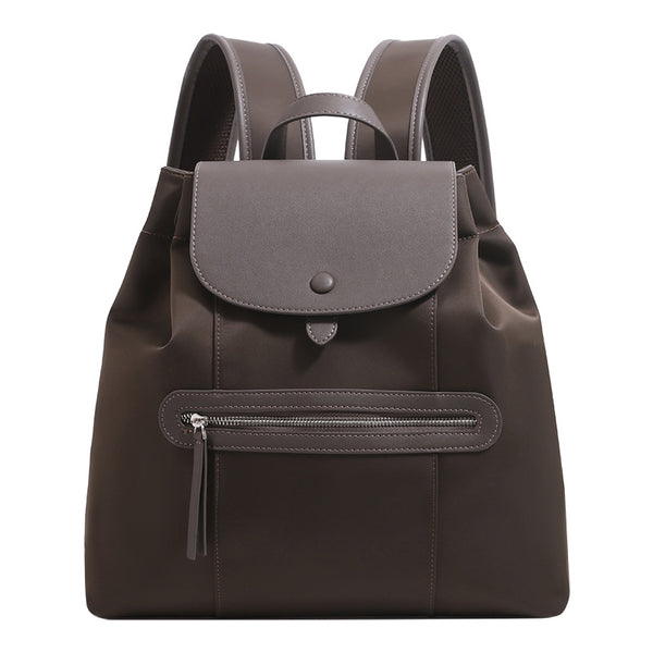 Structured flap backpack handbag with snap closure and front zip pocket, detail view 5
