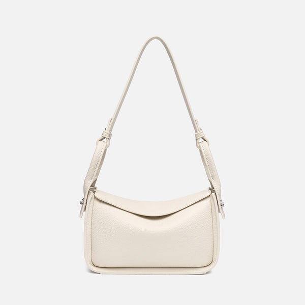 Structured pebble-grain flap shoulder bag with adjustable strap, detail view 6