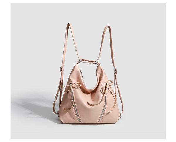 Slouchy hobo shoulder bag with bow detail and silver-tone hardware, detail view 13