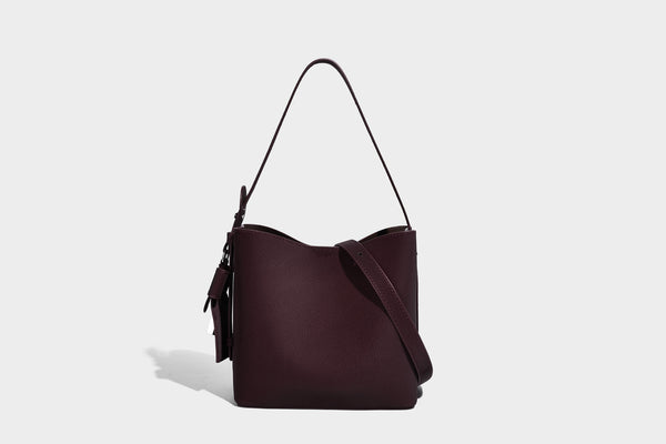 Pebbled leather-look bucket shoulder bag with zip inner pouch and adjustable crossbody strap, detail view 28