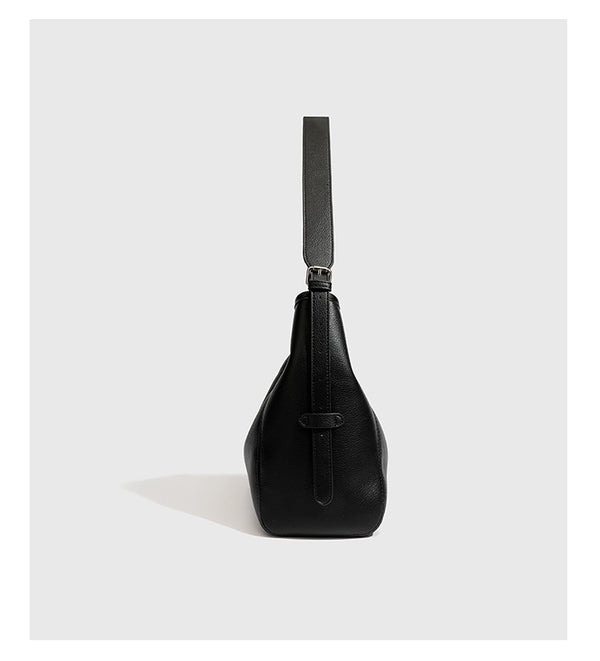 Large black pebbled leather-look hobo shoulder bag with silver-tone turn-lock front hardware and single flat adjustable