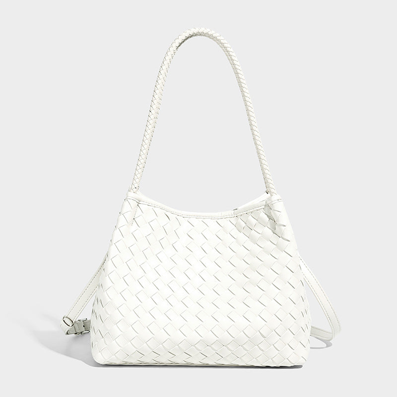 Glänzend gewebte Schultertasche im Shopper-Stil mit geflochtenen Doppelhenkeln in Mintgrün, Detailansicht 13