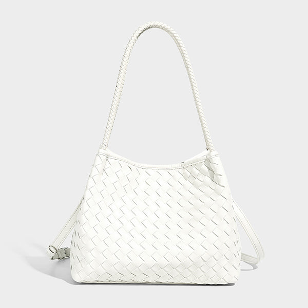 Glänzend gewebte Schultertasche im Shopper-Stil mit geflochtenen Doppelhenkeln in Mintgrün, Detailansicht 13