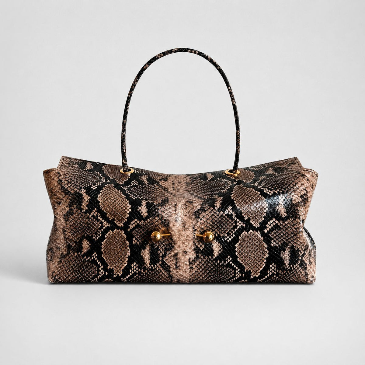 Wide embossed-texture shoulder tote bag with single loop handle and gold-tone toggle hardware, detail view 7