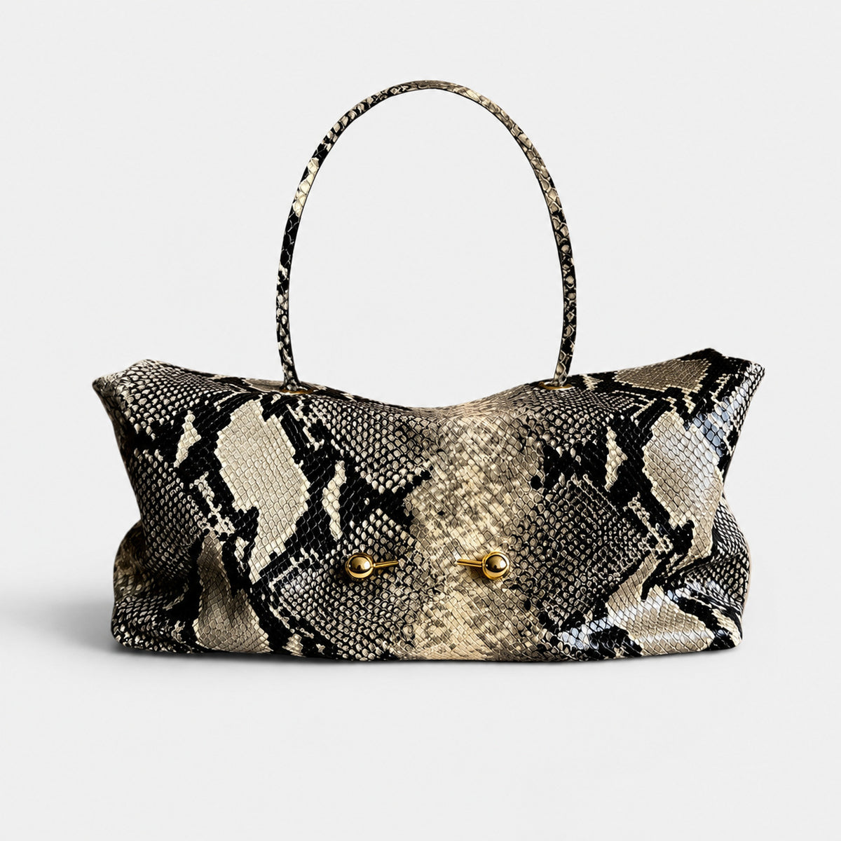 Wide embossed-texture shoulder tote bag with single loop handle and gold-tone toggle hardware, detail view 26