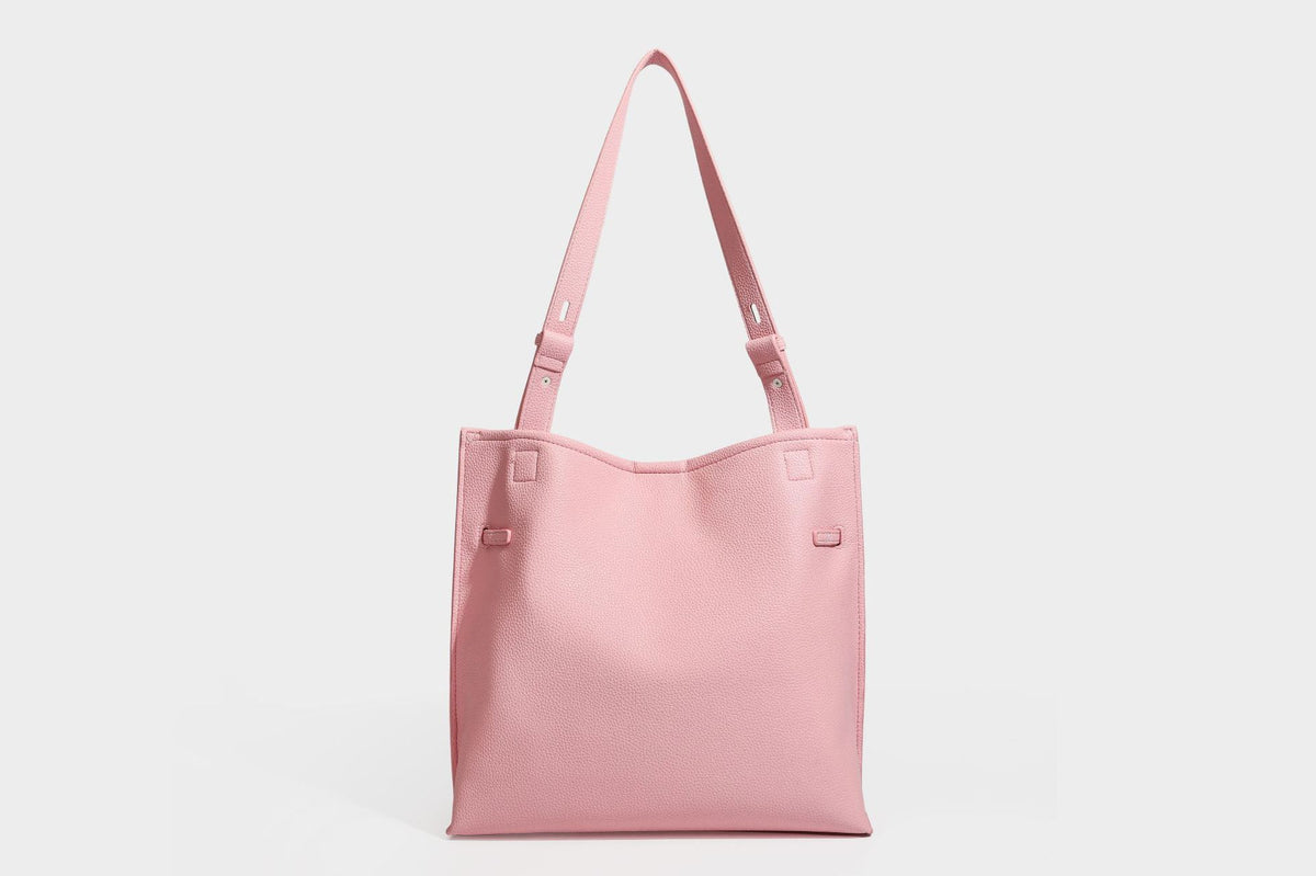 Pebbled leather-look tote bag with front toggle hardware and long shoulder strap, detail view 35