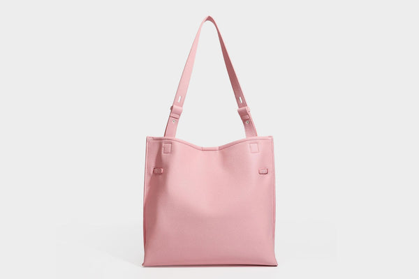 Pebbled leather-look tote bag with front toggle hardware and long shoulder strap, detail view 35