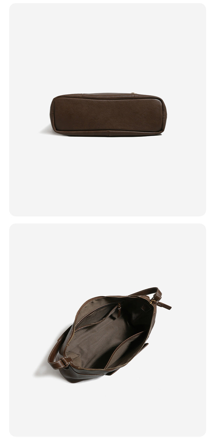 Legere Hobo-Schultertasche in Lederoptik mit Ringbeschlägen in Goldoptik und Reißverschluss oben, Detailansicht 14