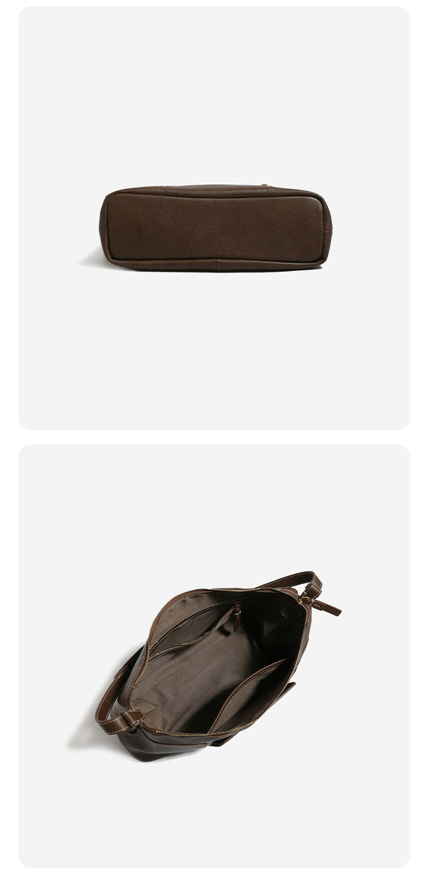 Legere Hobo-Schultertasche in Lederoptik mit Ringbeschlägen in Goldoptik und Reißverschluss oben, Detailansicht 14