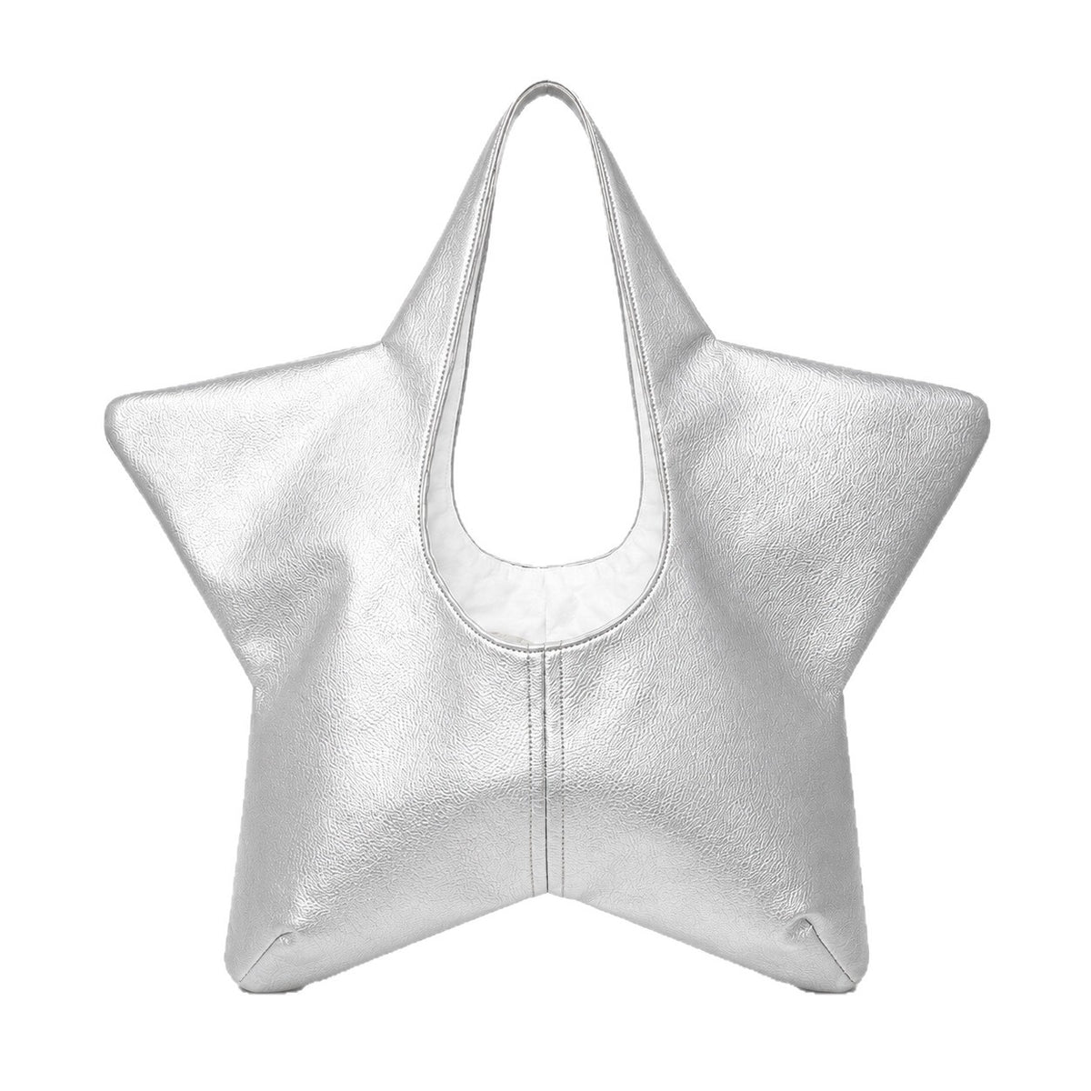 Weiche sternförmige Tote-Bag mit U-förmigem Schlaufenhenkel in strukturierter Lederoptik, Detailansicht 5