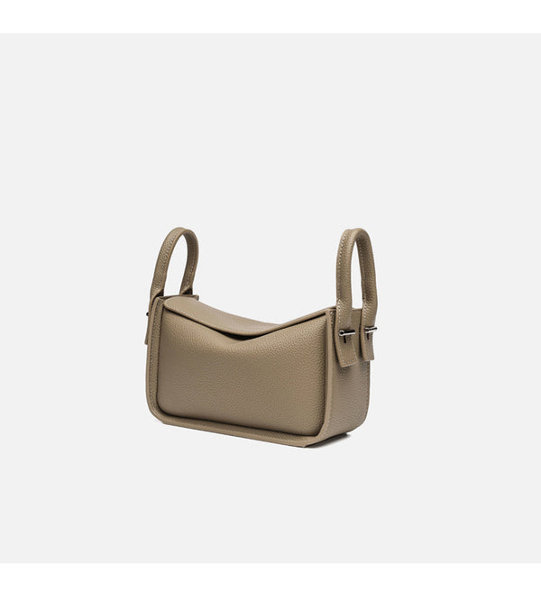 Structured pebble-grain flap shoulder bag with adjustable strap, detail view 12
