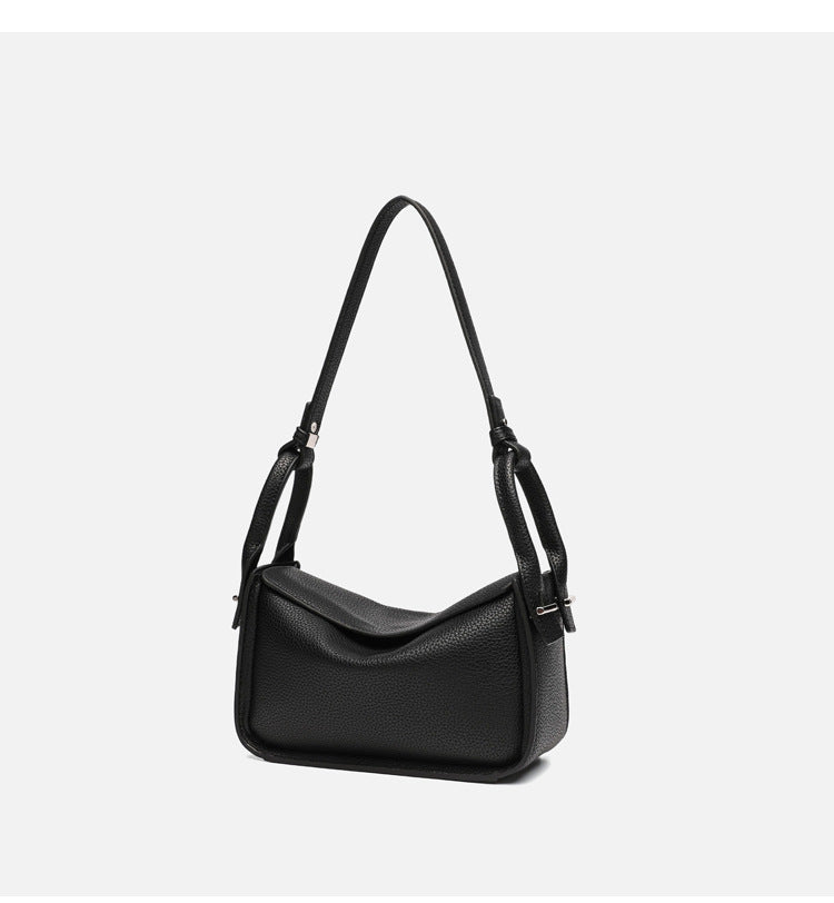 Structured pebble-grain flap shoulder bag with adjustable strap, detail view 15