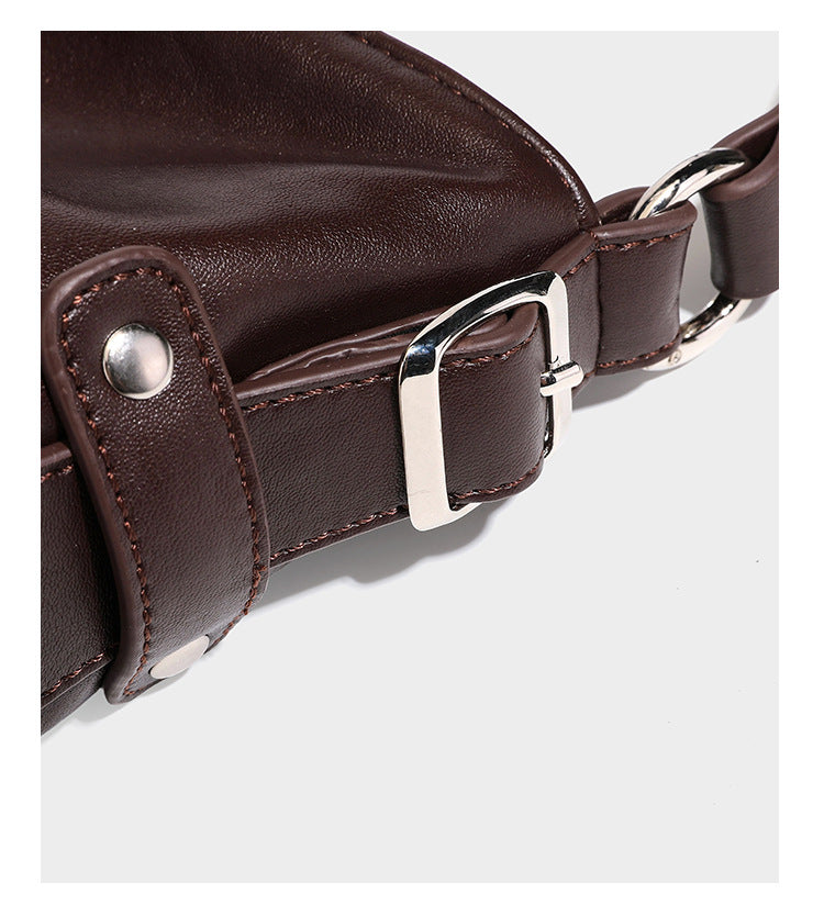 Large slouchy hobo shoulder bag in dark brown with smooth leather-look finish, adjustable strap, and silver-tone hardware