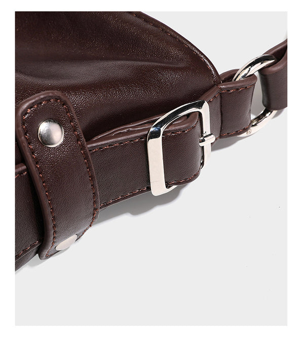 Large slouchy hobo shoulder bag in dark brown with smooth leather-look finish, adjustable strap, and silver-tone hardware