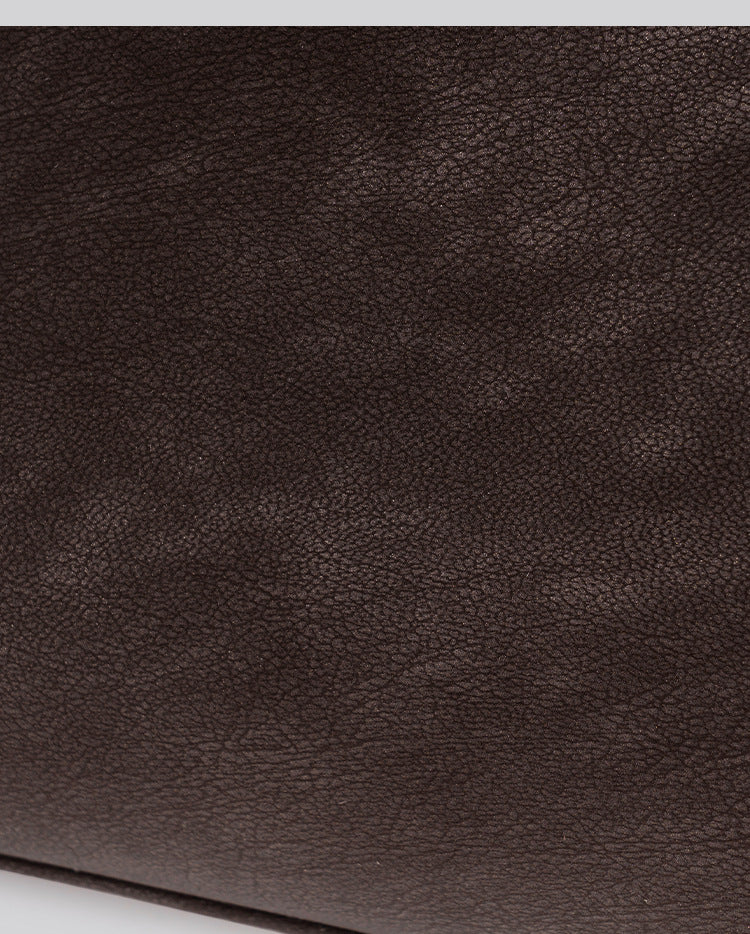 Structured dark brown flap satchel with gold-tone turn-lock hardware and detachable shoulder strap, detail view 23