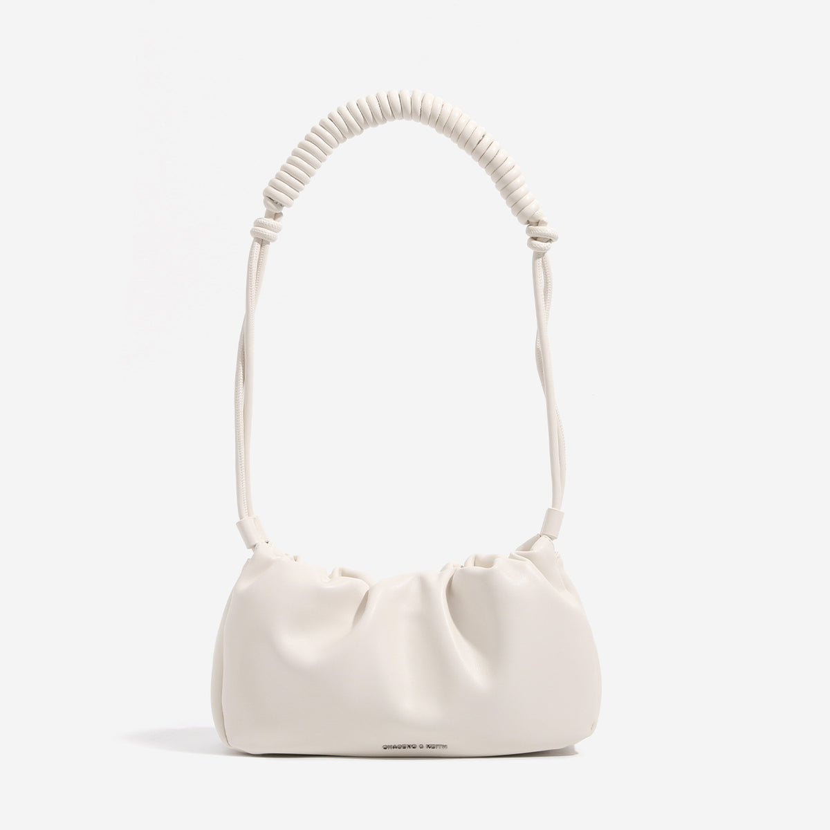 Weiche Schultertasche in Wolkenform aus Lederoptik mit Raffungen, gedrehtem Kordelriemen und Kordelzugverschluss, Detailansicht 6
