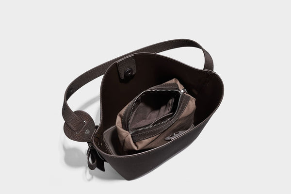 Pebbled leather-look bucket shoulder bag with zip inner pouch and adjustable crossbody strap, detail view 23