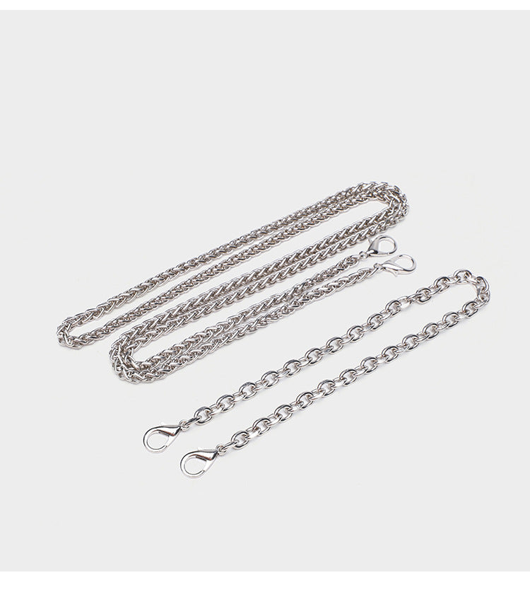 Small rectangular all-over rhinestone flap crossbody clutch bag with silver chain strap, detail view 15