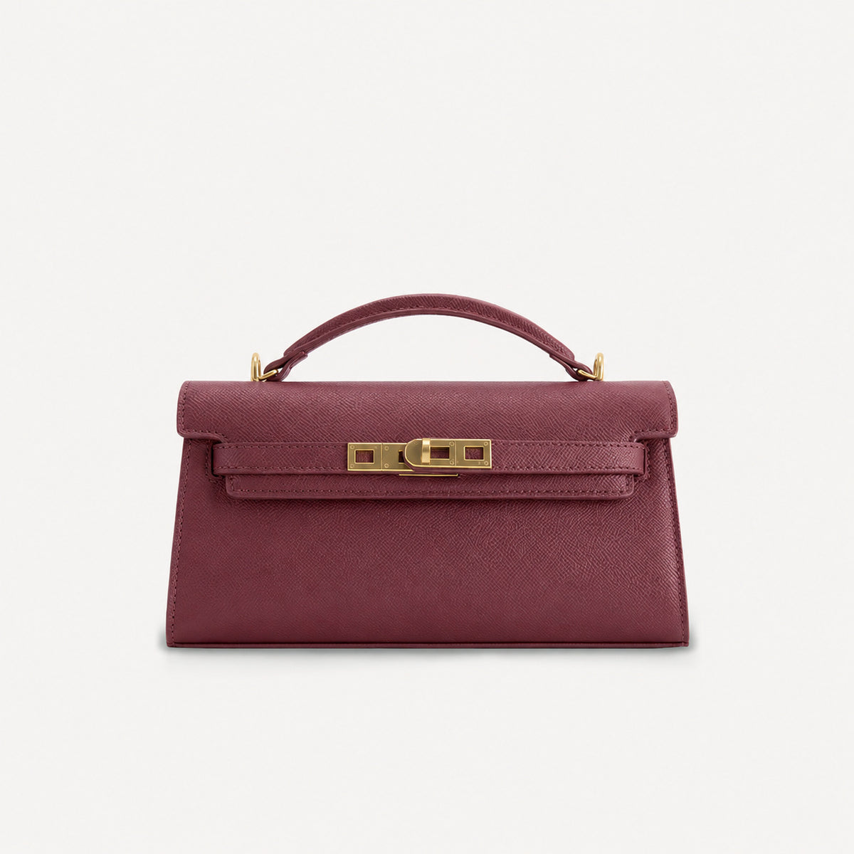 Strukturierte rechteckige Satchel-Tasche mit Krokodilprägung, goldfarbenem Drehverschluss und kurzem Henkel, Detailansicht 18