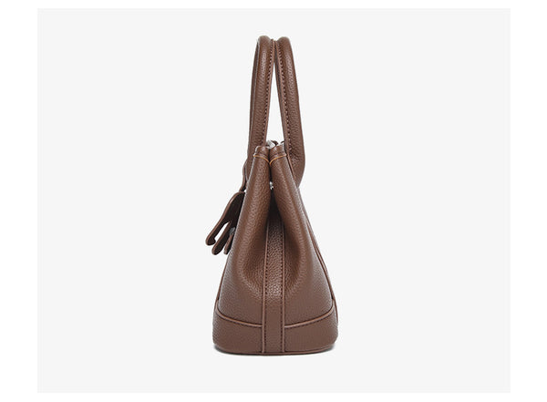 Structured pebbled leather-look top-handle tote bag with elephant charm and detachable shoulder strap, detail view 15