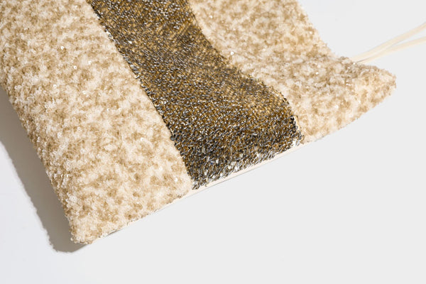 Soft rectangular sequin tote bag with colorblock metallic panels and long slim shoulder straps, detail view 34