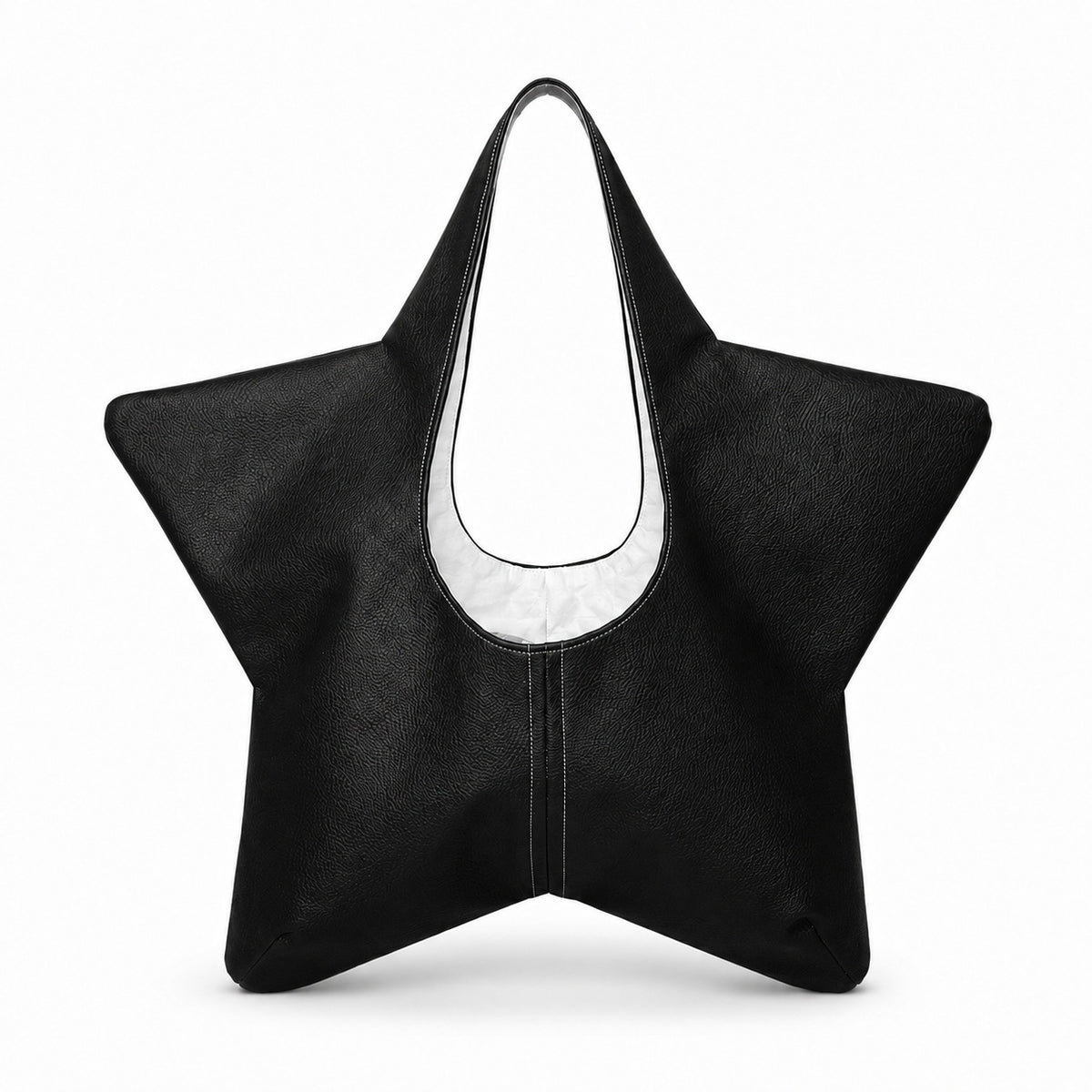 Weiche, sternförmige Tote-Bag mit U-förmigem Schlaufenhenkel in strukturierter Lederoptik, Detailansicht 20