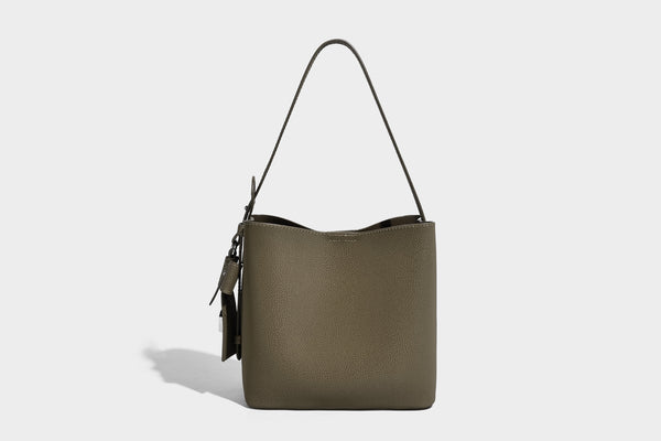 Pebbled leather-look bucket shoulder bag with zip inner pouch and adjustable crossbody strap, detail view 25