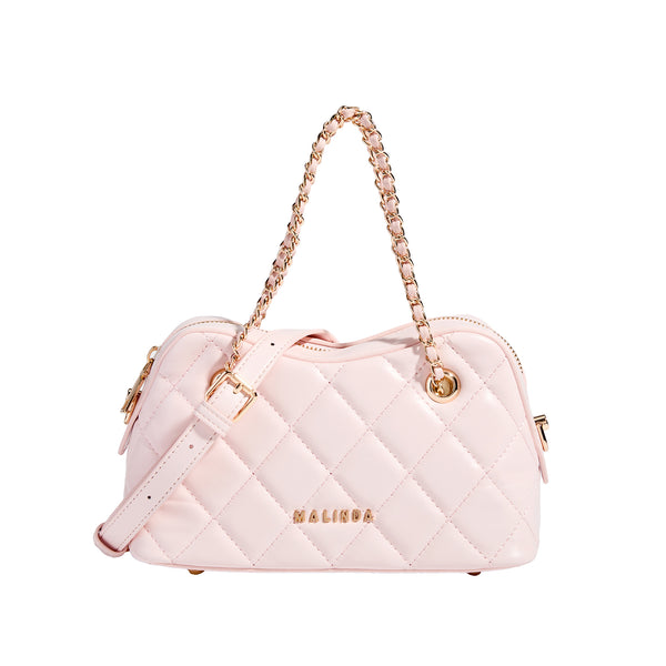 Diamond-quilted mini shoulder bag with gold-tone chain strap and top zip closure, detail view 5