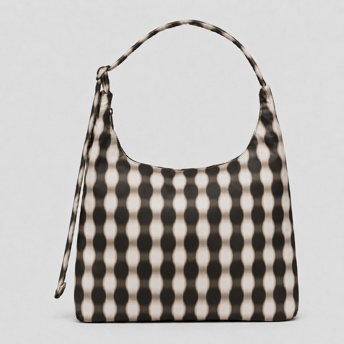 Multicolor plaid and star print hobo shoulder bag with knotted strap and silver-tone zip closure, detail view 14