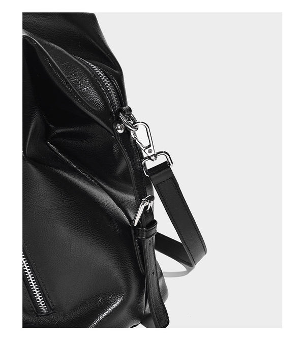 Glänzende strukturierte Tote-Henkeltasche mit zwei Tragegriffen, abnehmbarem Crossbody-Riemen, Reißverschlusstaschen auf der Vorderseite und silberfarbenen Beschlägen