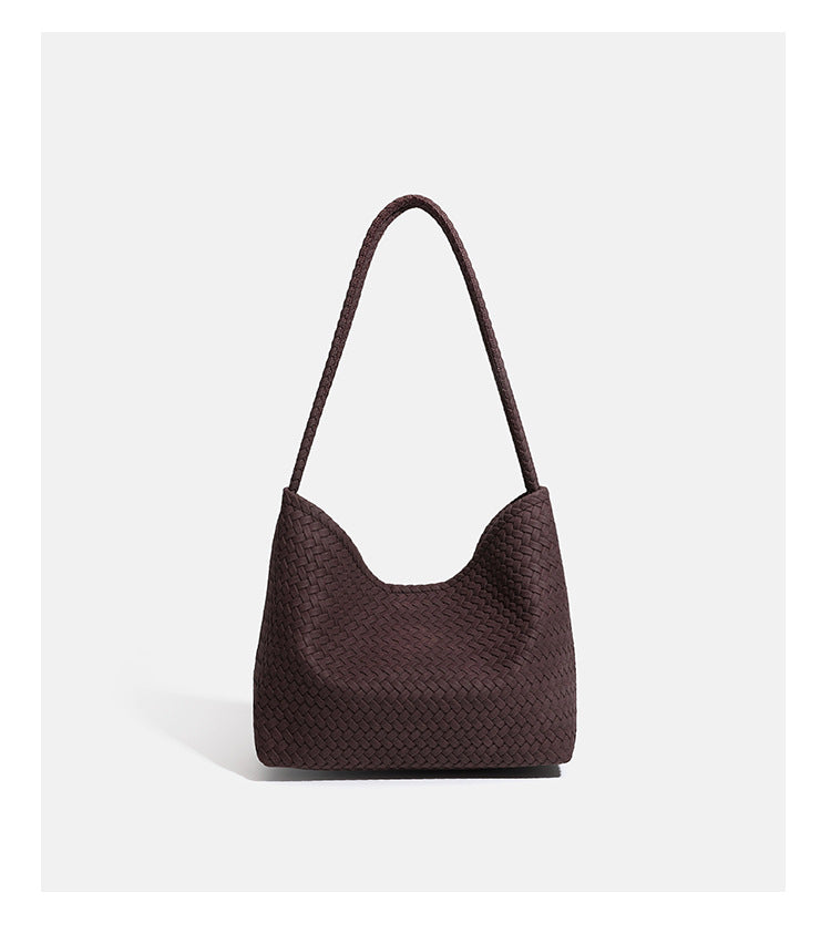 Große Hobo-Schultertasche mit Webstruktur, geflochtenem Riemen und weicher, trapezförmiger Silhouette, Detailansicht 12