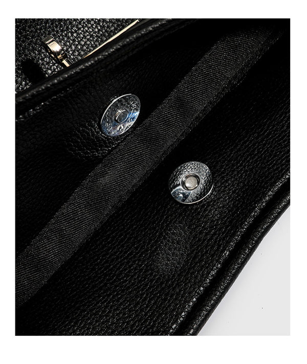 Large black pebbled leather-look hobo shoulder bag with silver-tone turn-lock front hardware and single flat adjustable
