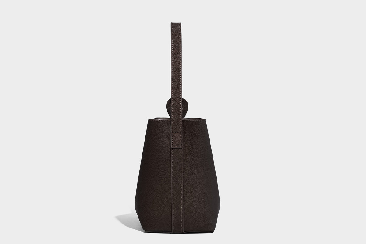 Pebbled leather-look bucket shoulder bag with zip inner pouch and adjustable crossbody strap, detail view 13
