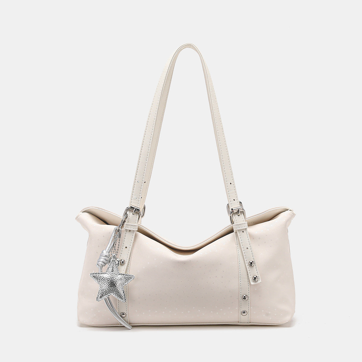 Große lässig fallende Hobo-Schultertasche in Camel mit dunkelbraunen Details in Lederoptik, zwei Schulterriemen, silberfarbenen Beschlägen und