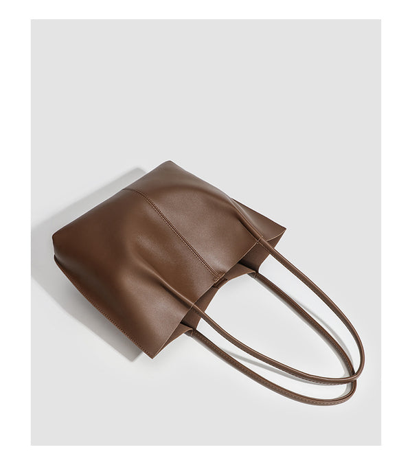 Large slouchy matte leather-look tote bag with double shoulder straps and centre seam detail, detail view 15