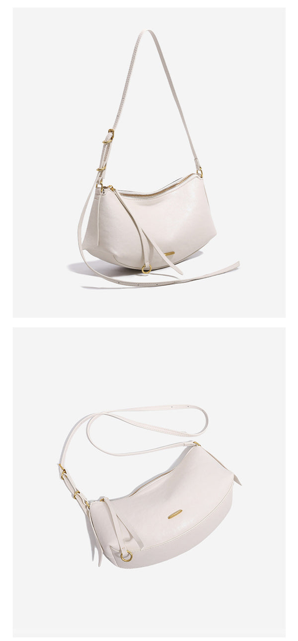 Crescent-Saddle-Crossbody-Tasche in Halbmondform mit Reißverschluss oben, verstellbarem Riemen und Beschlägen in Goldoptik, Detailansicht 12