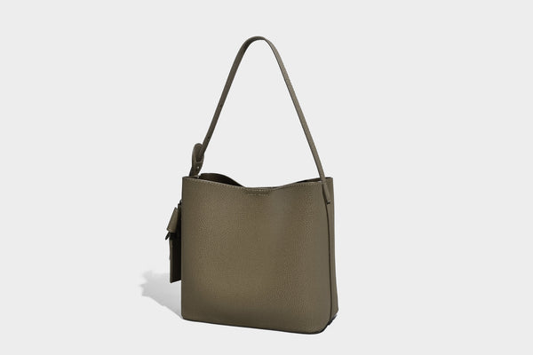 Pebbled leather-look bucket shoulder bag with zip inner pouch and adjustable crossbody strap, detail view 27