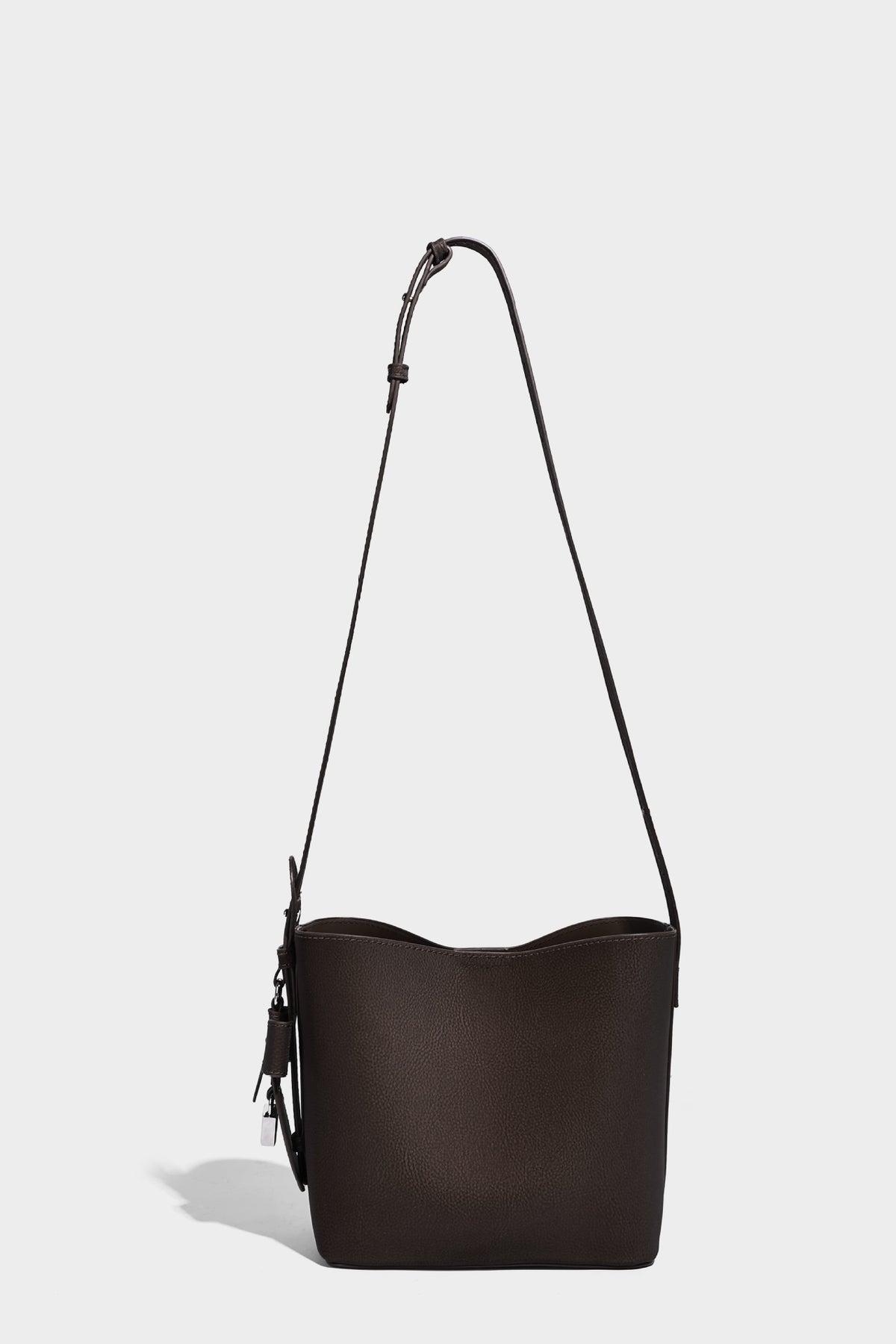 Pebbled leather-look bucket shoulder bag with zip inner pouch and adjustable crossbody strap, detail view 18