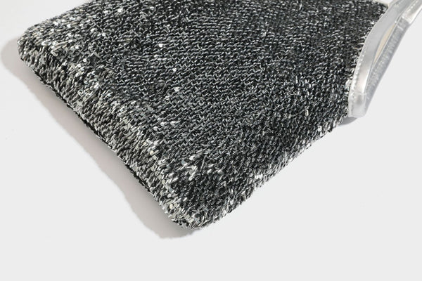 Kleine Pailletten-Schultertasche im Tote-Stil mit langem Metallic-Riemen und trapezförmiger Silhouette, Detailansicht 47