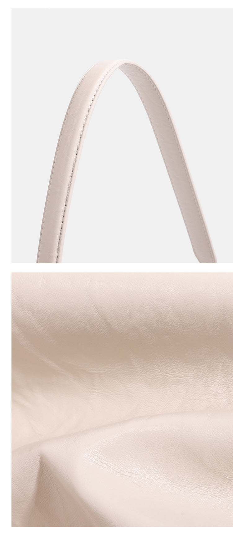 Large crinkled leather-look hobo shoulder bag with zip closure and gold-tone hardware, detail view 19
