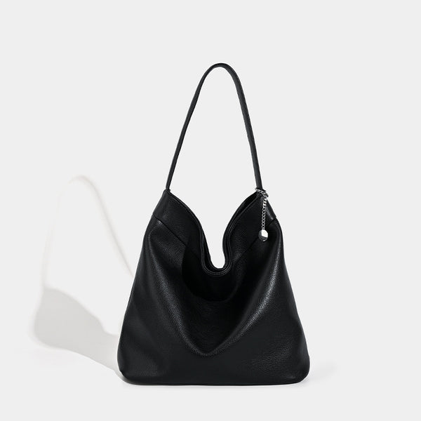 Lässige Hobo-Bag mit offenem Abschluss in matter Veloursleder-Optik, glatten Kunstlederdetails und einem einzelnen Schulterriemen, Detailansicht 8