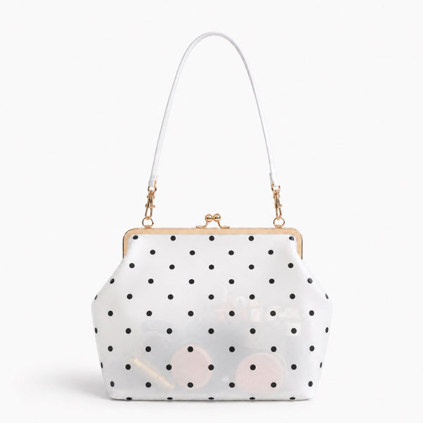 Structured translucent pastel frame-clasp shoulder bag with gold-tone hinged ball clasp and slim top handle, detail view 19