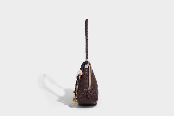 Woven leather-look hobo shoulder bag with braided strap and silver-tone hardware, detail view 21