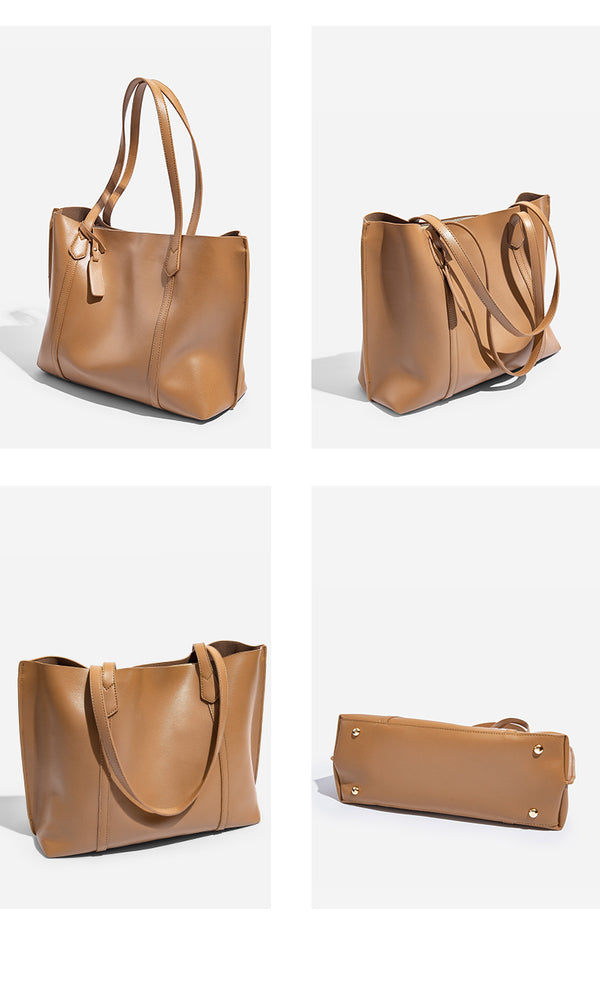 Large structured leather-look tote bag with belt-strap detail and gold-tone hardware, detail view 11