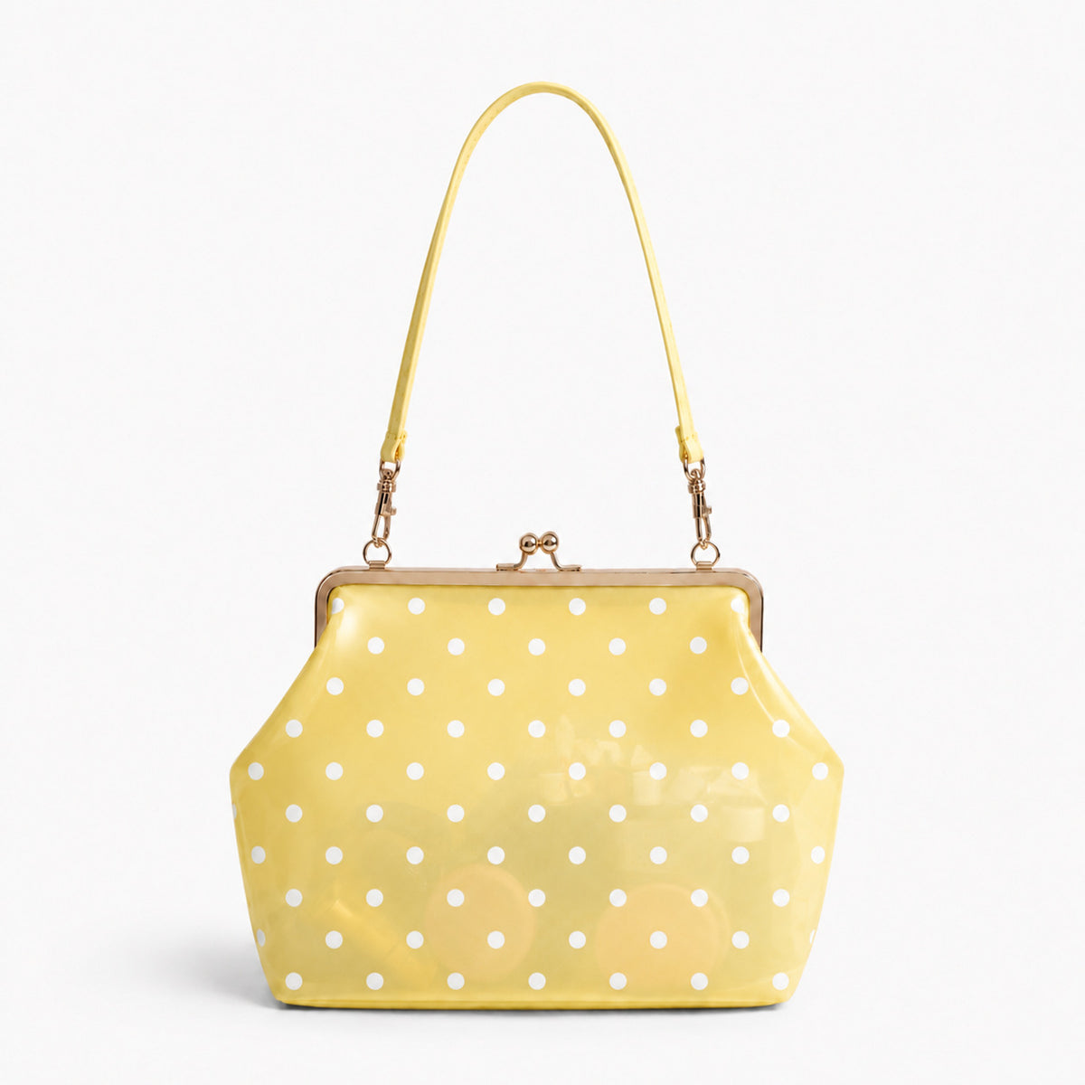 Structured translucent pastel frame-clasp shoulder bag with gold-tone hinged ball clasp and slim top handle, detail view 22
